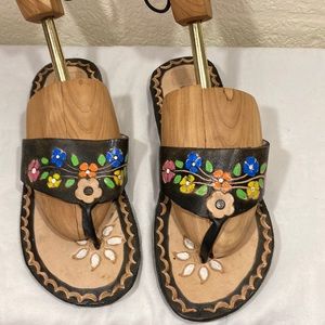 Mexican tooled leather sandals size 8